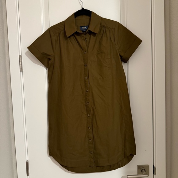 Maeve The Francie Mini Buttondown Shirt Dress Size XXS Olive GreenTone - Picture 1 of 6